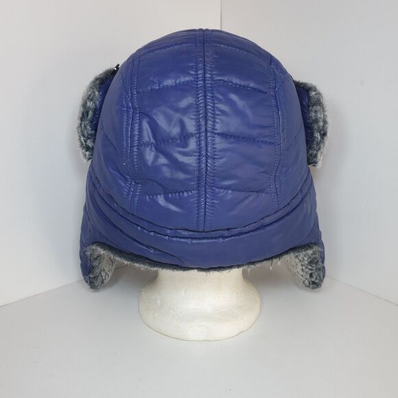 Trapper Aviator Hat Youth Med Faux Fur Blue Nylon Winter Gorpcore Ski Snow - Picture 3 of 6